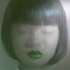 GIRL WITH GREEN LIP PAINT 140x140 - PAINTINGS